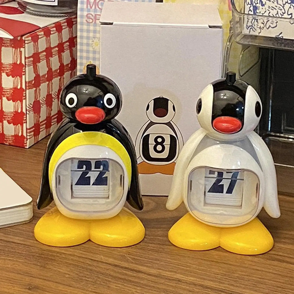 Penguin Calendar Perpetual Creative Animal Decoration Pressing Perpetual Calendar Ornament Retro for Birthday Living Room Home